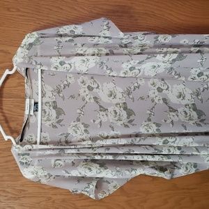 Long floral sheer short sleeve cardigan